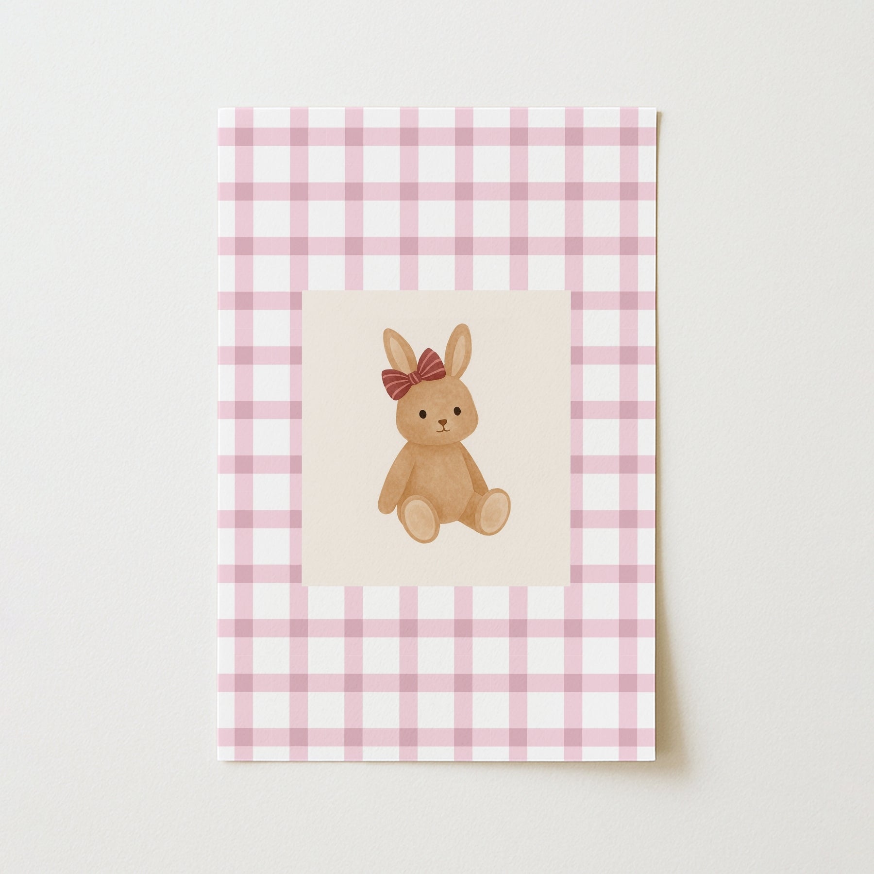 Cute Brown Rabbit Wall Art, Colorful Kids Decor