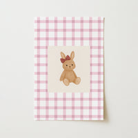 Cute Brown Rabbit Wall Art, Colorful Kids Decor