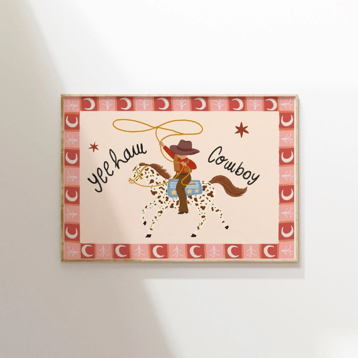 Yeehaw Cowboy Nursery Wall Art, Colorful Kids Decor