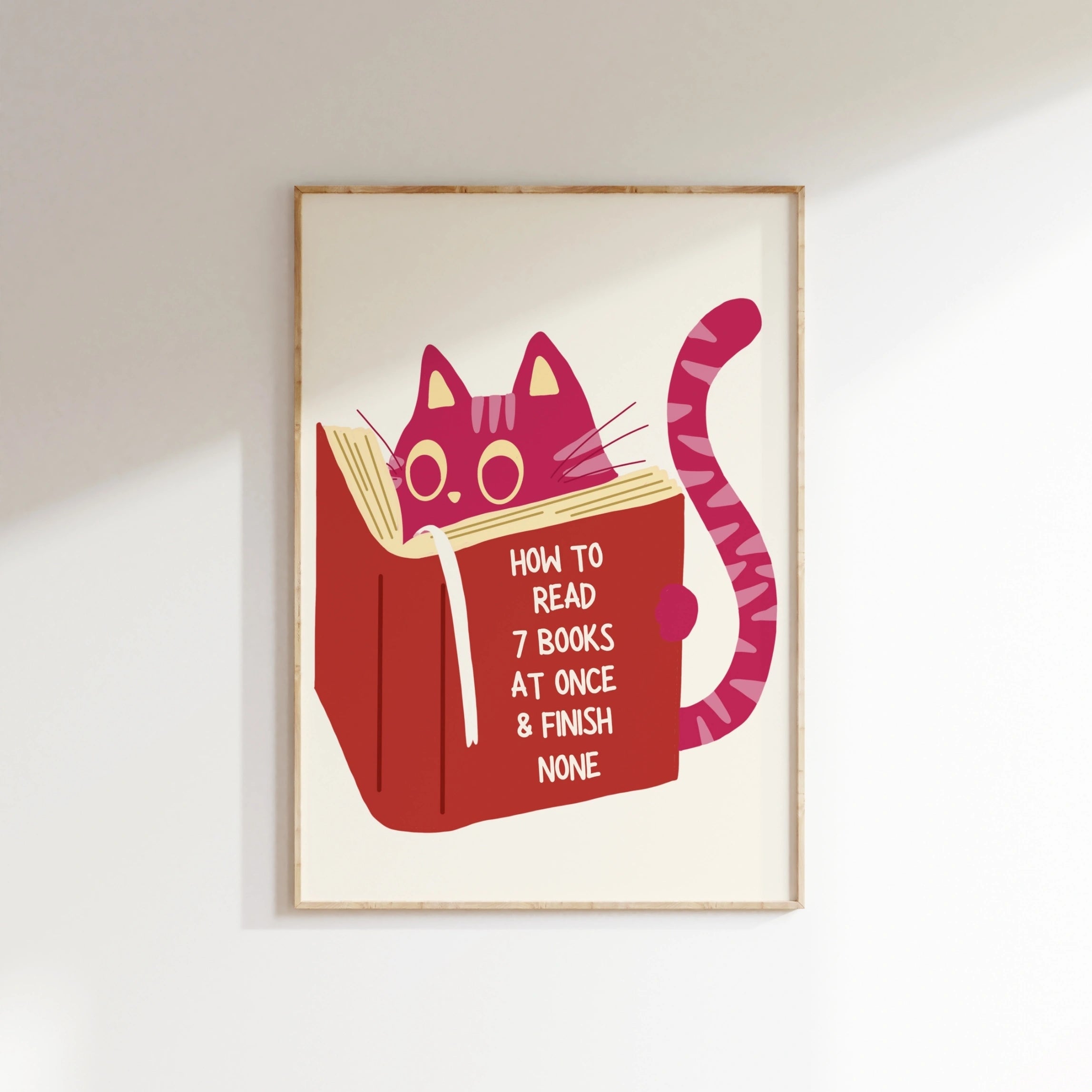 Cat Reading Print – Funny Book Lover Wall Art