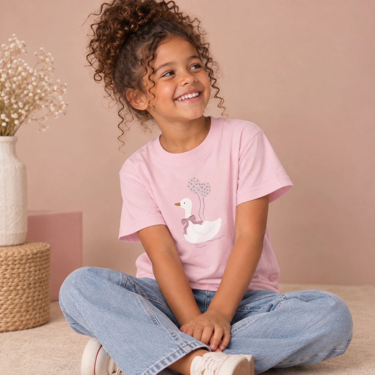 Goose with Pink Bow – Premium Toddler T-Shirt