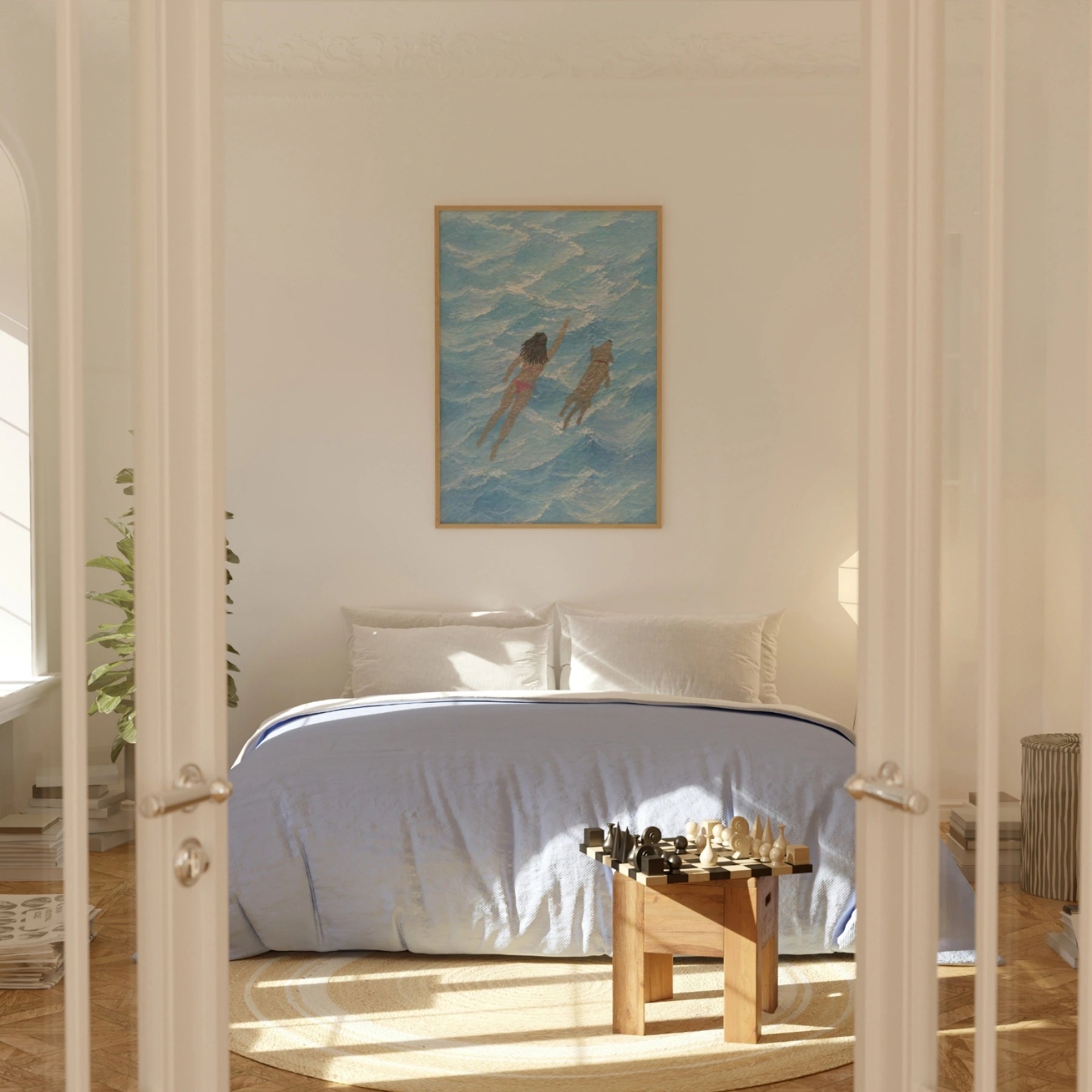 Swimming Girl With Dog Wall Art