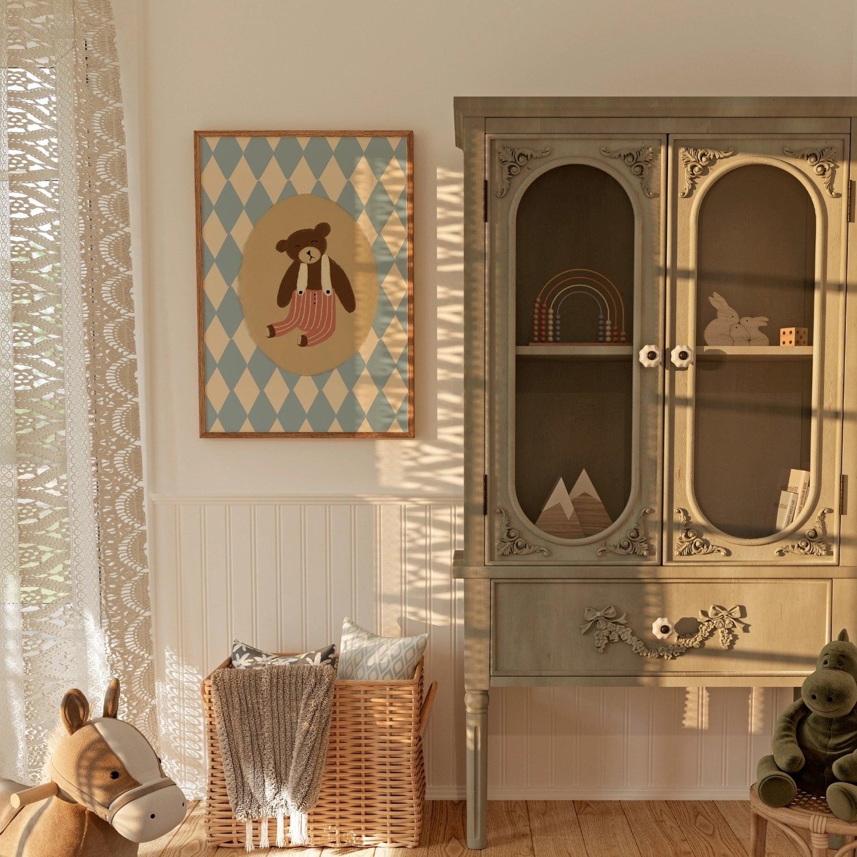 Stampa vintage per cameretta orsacchiotto