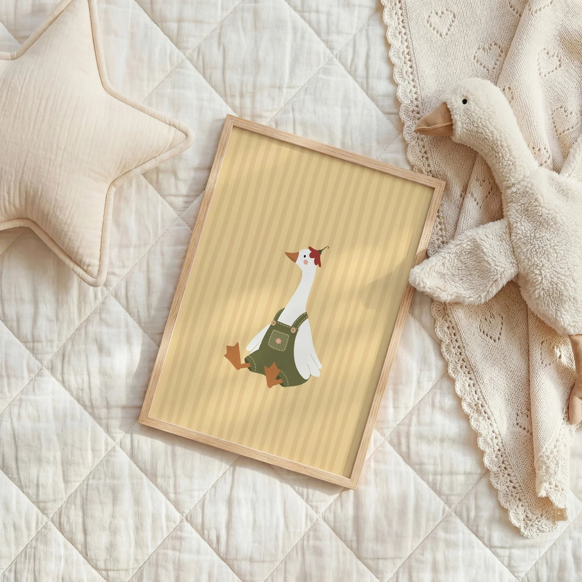 Little Goose in Green Overalls – Nursery & Kids Wall Art