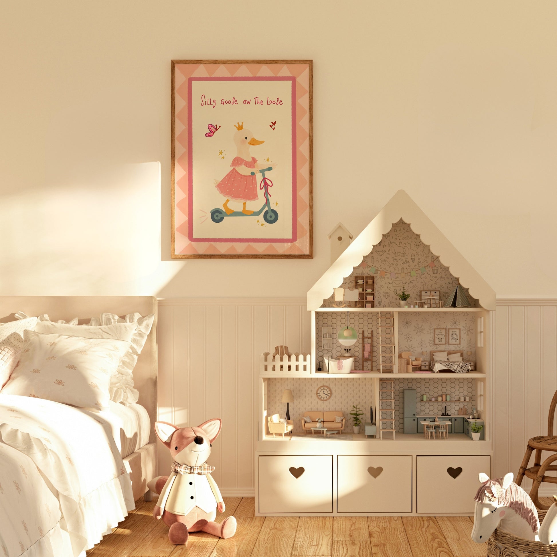 Oie rose rigolote en liberté