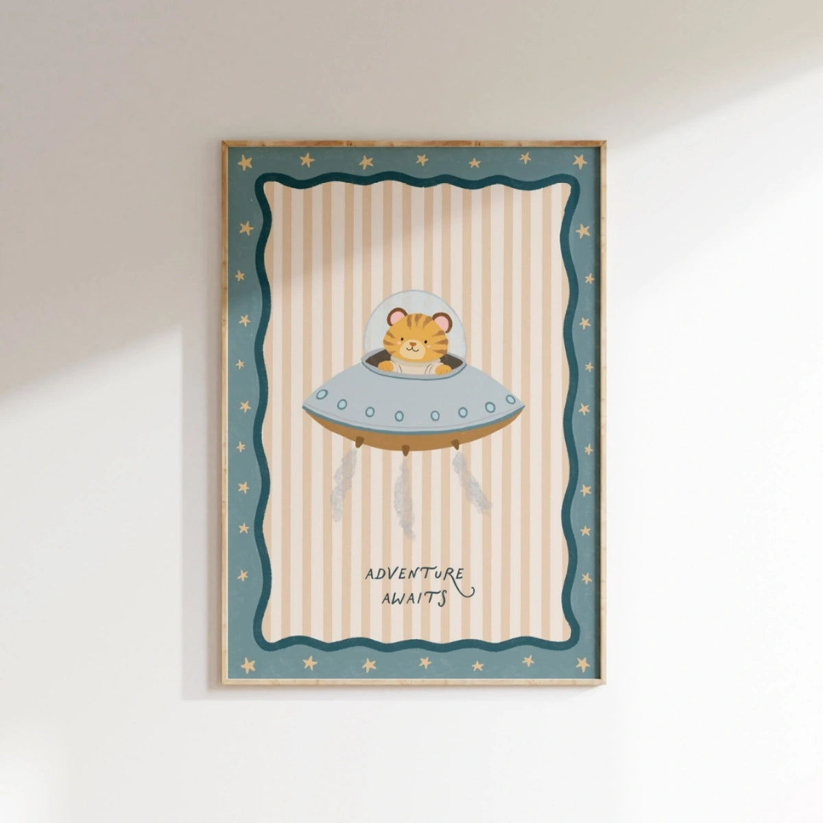 Tiger UFO Nursery Print, Space Nursery Decor