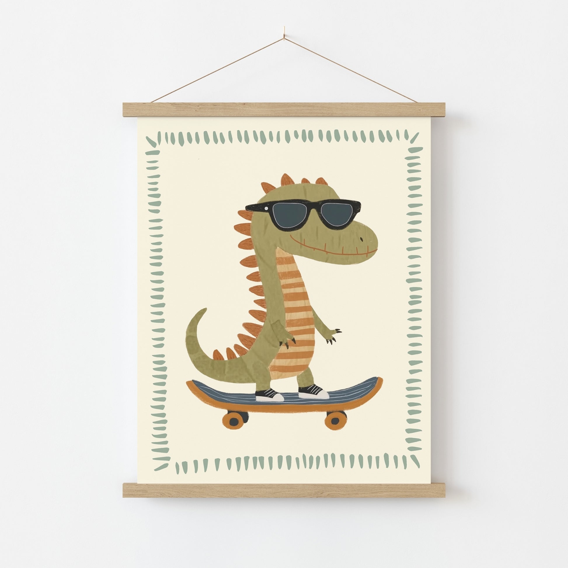 Fantastica arte con skateboard di dinosauri - Poster per cameretta dei dinosauri