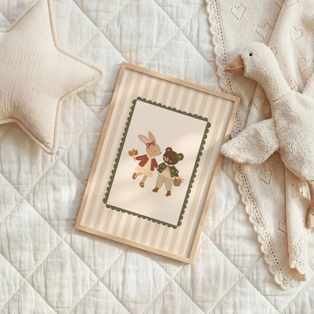 Bunny and Bear Autumn Friends – Poster fürs Baby- und Kinderzimmer