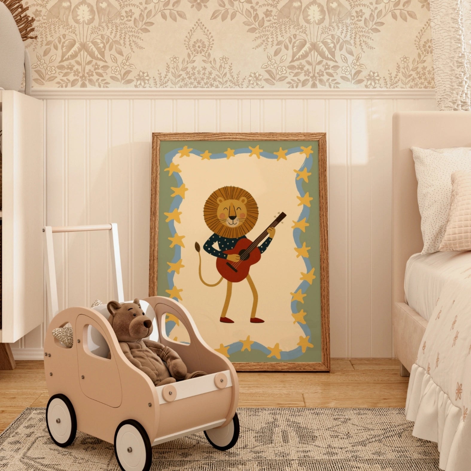 Lion Playing Guitar Nursery Print