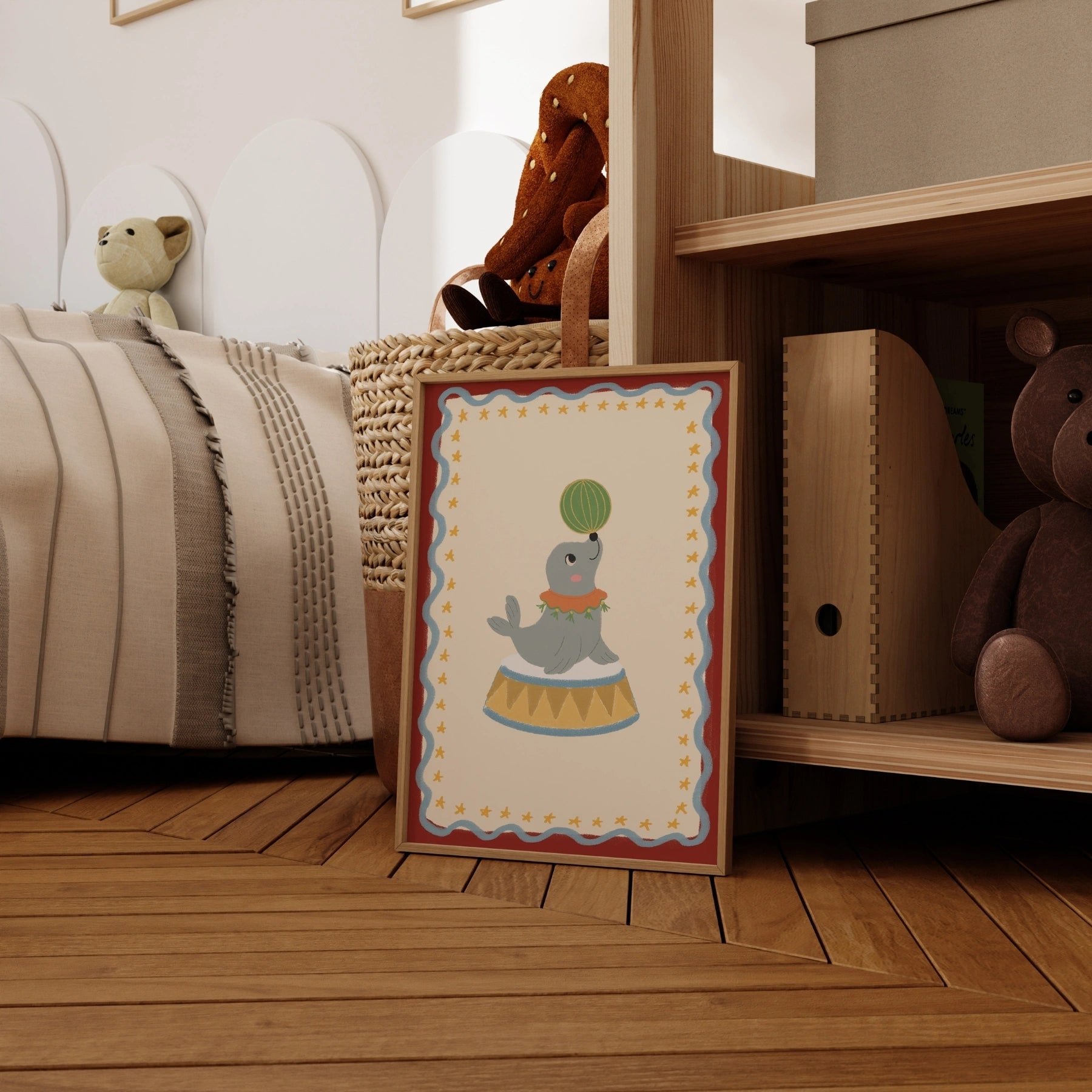 Stampa nursery con foca del circo