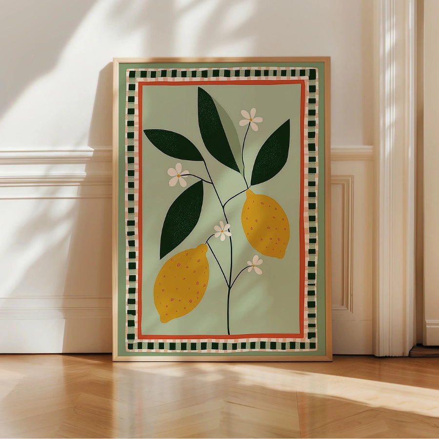 Lemon Kitchen Wall Art – Mediterranean Fruit Print