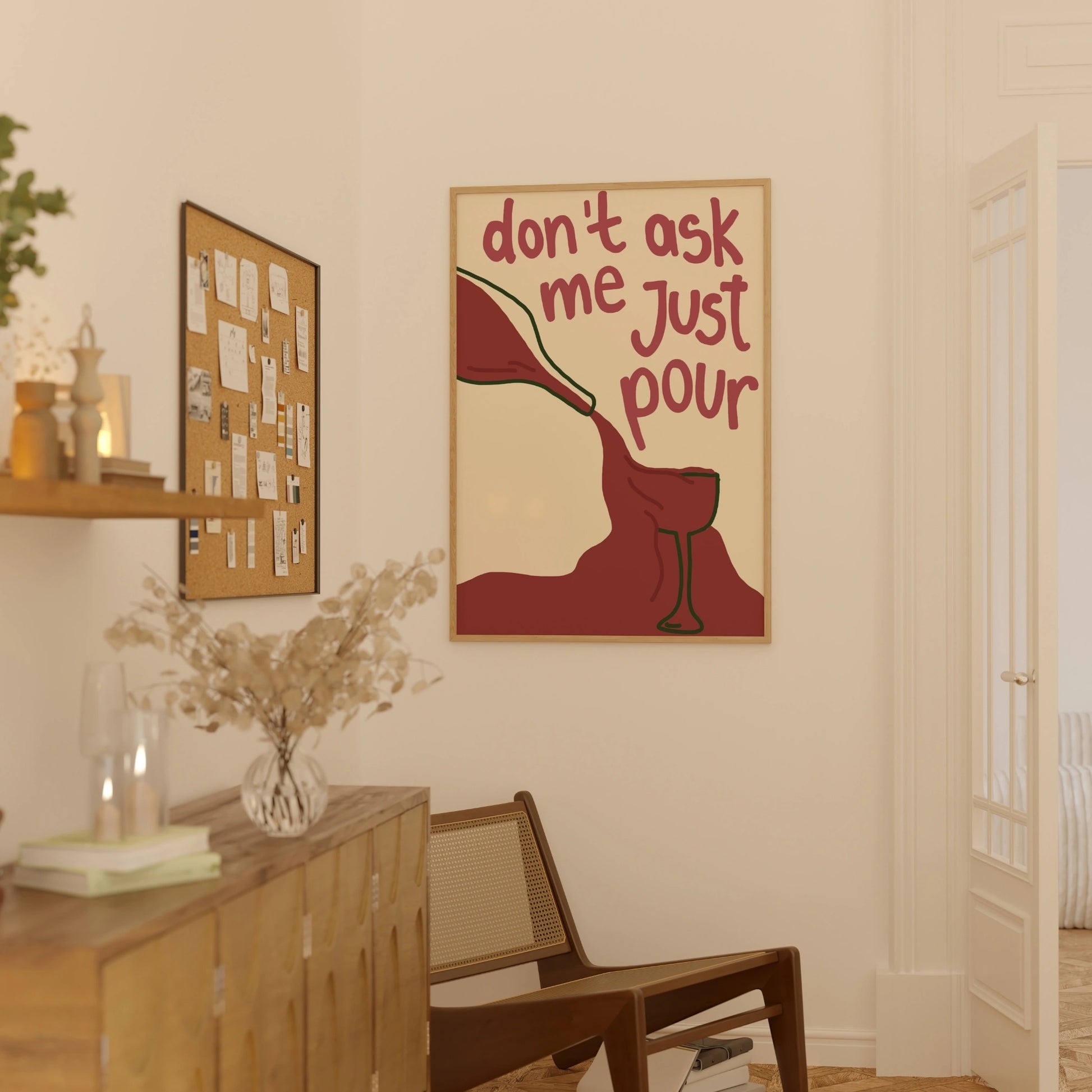 Decorazione murale per la tavola da pranzo italiana – Stampa di pasta, vino e cucina