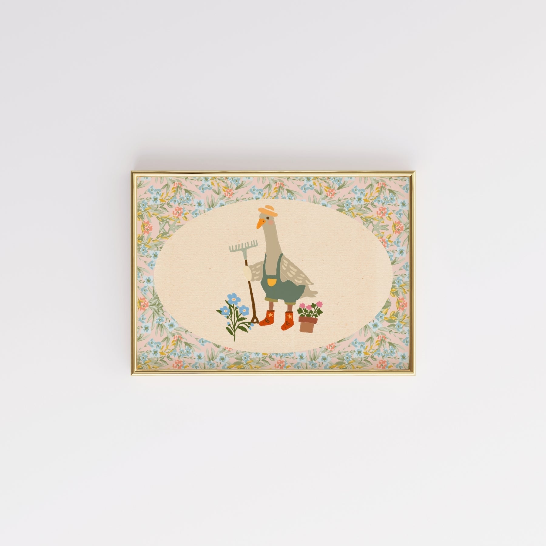Gardening Goose Vintage Nursery Print – Retro Animal Wall Art