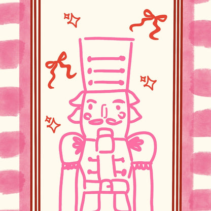 Pink Nutcracker Art – Bold Striped Border
