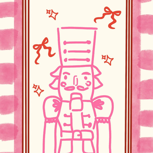 Pink Nutcracker Art – Bold Striped Border
