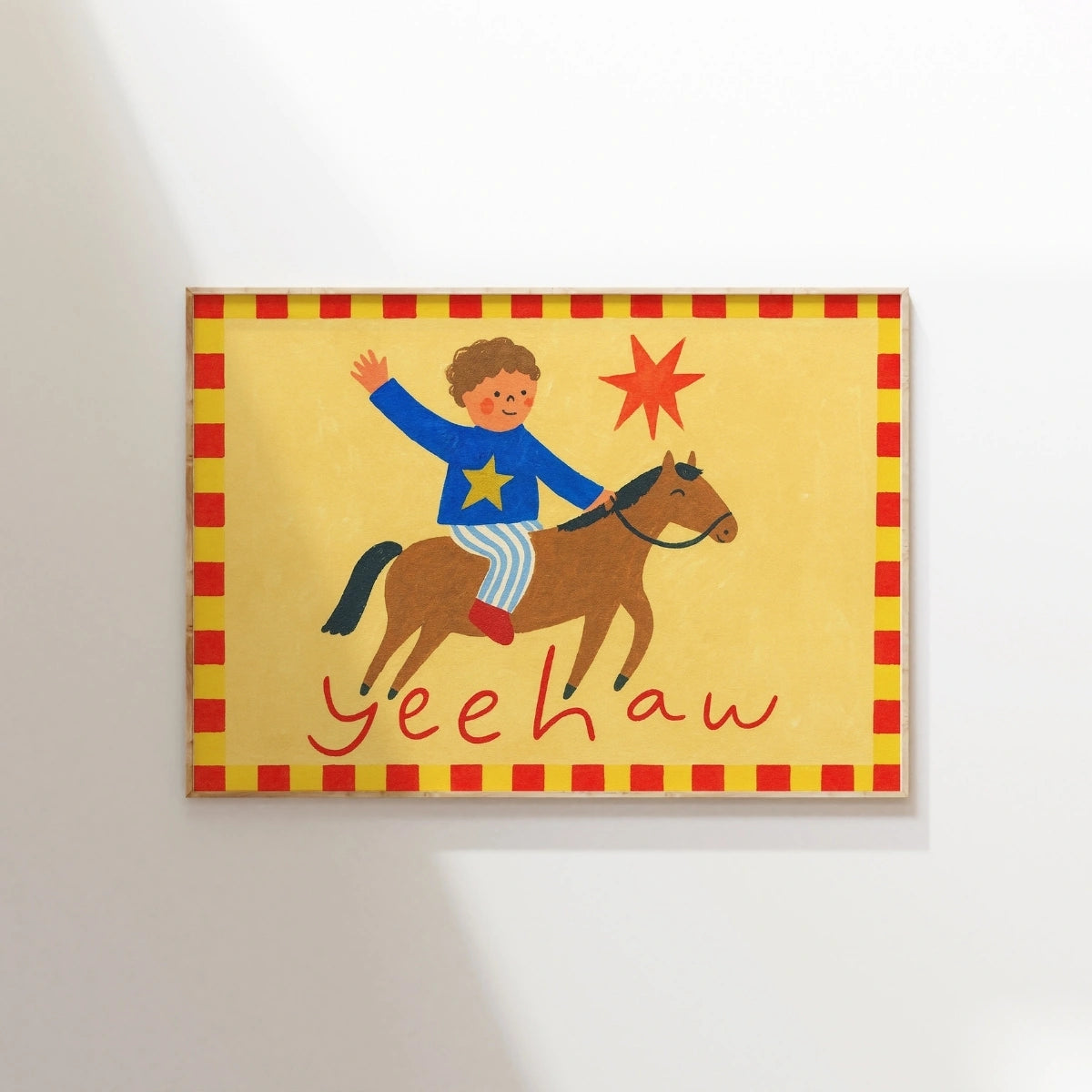 Cowboy Nursery Print - Yeehaw Western Wall Art for Kids, Colorful Kids Decor