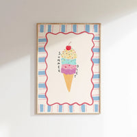 Summer Diet Ice Cream Wall Art, Coastal Wall Decor
