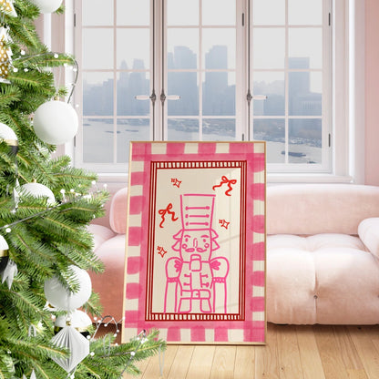 Pink Nutcracker Art – Bold Striped Border