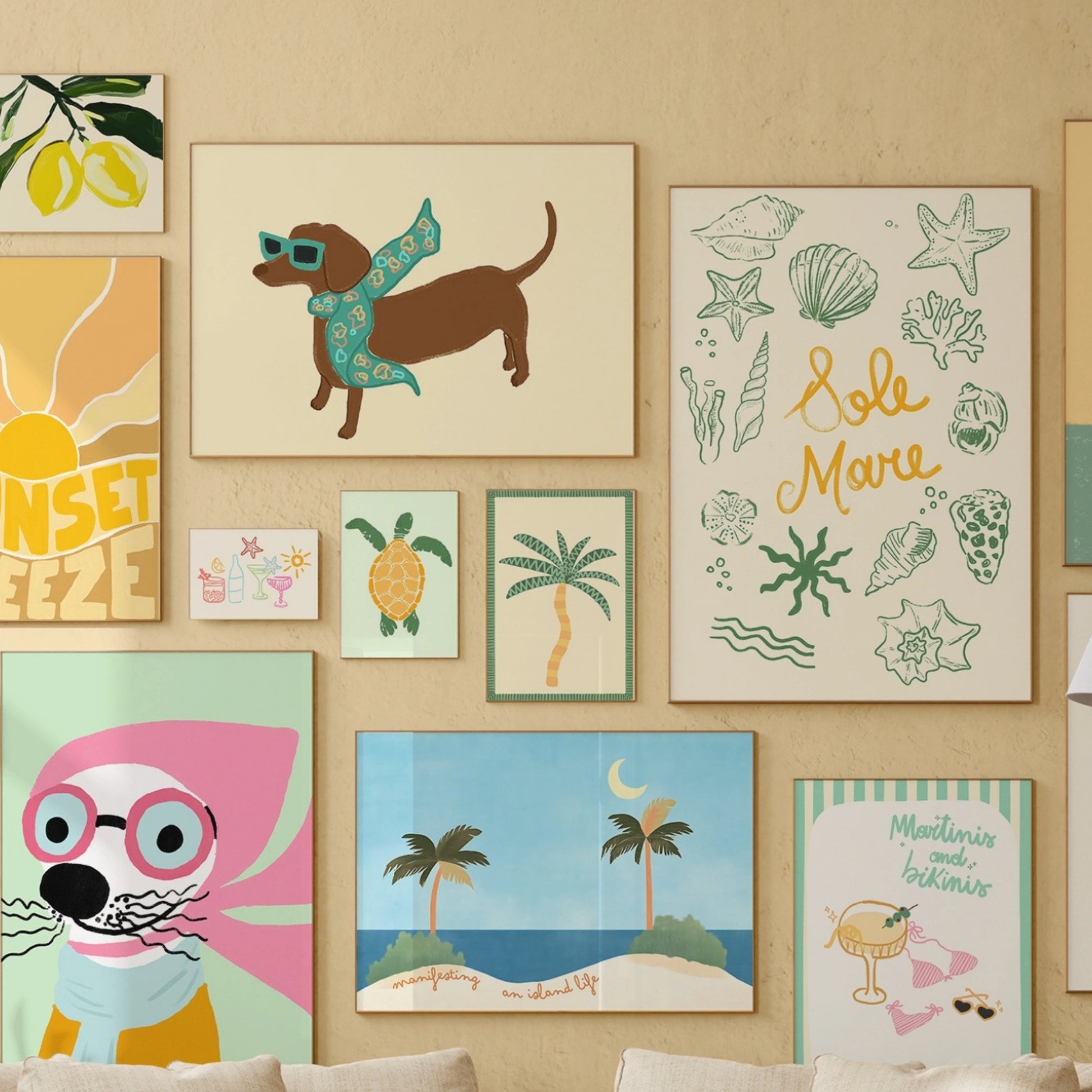 Décoration côtière pastel faite à la main, plus de 130 impressions