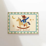 Yeehaw Cowboy on a Rocking Horse – Nursery & Kids Wall Art