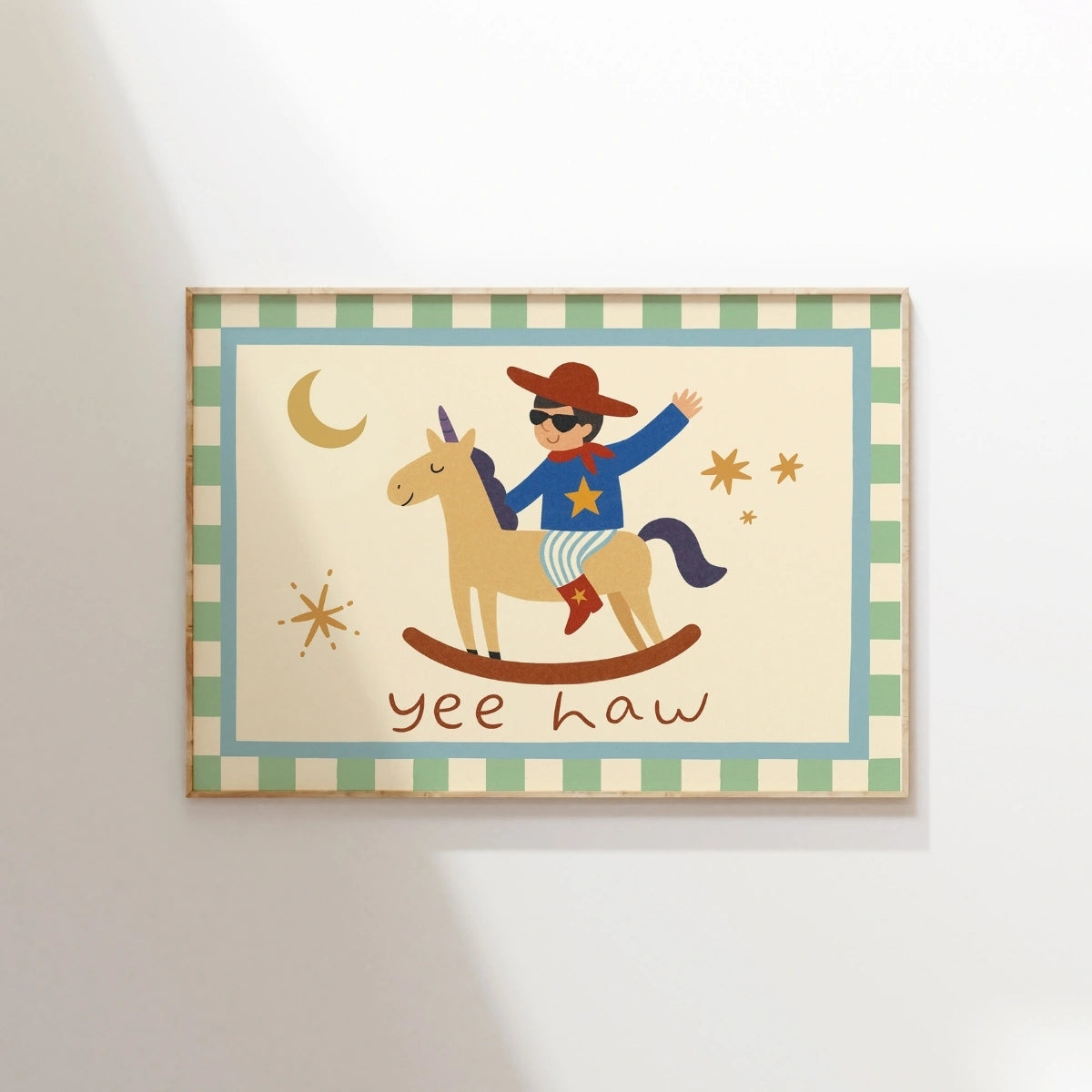 Yee Haw Cowboy Nursery Print, Colorful Kids Decor