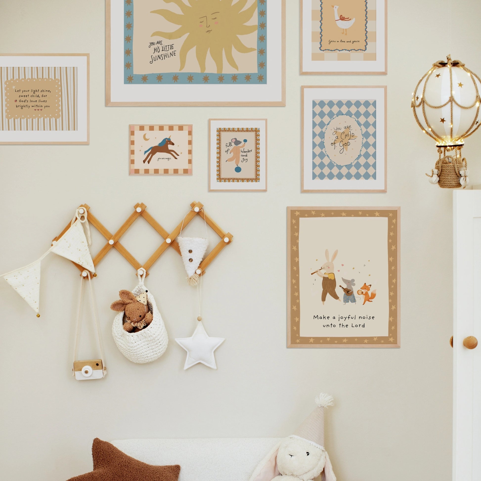 Ensemble de 16 affiches chrétiennes faites à la main pour chambre d'enfant