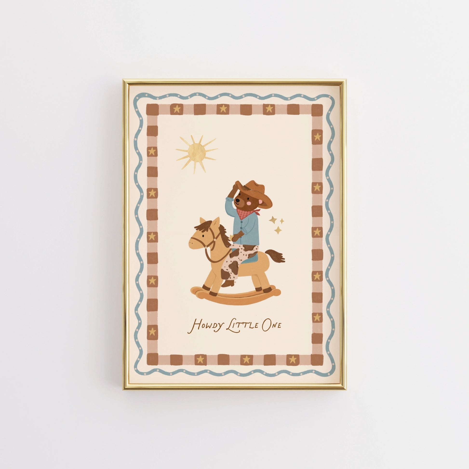 Cute Bear Cowboy Nursery Wall Art