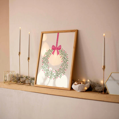 Pink Wreath Xmas Art