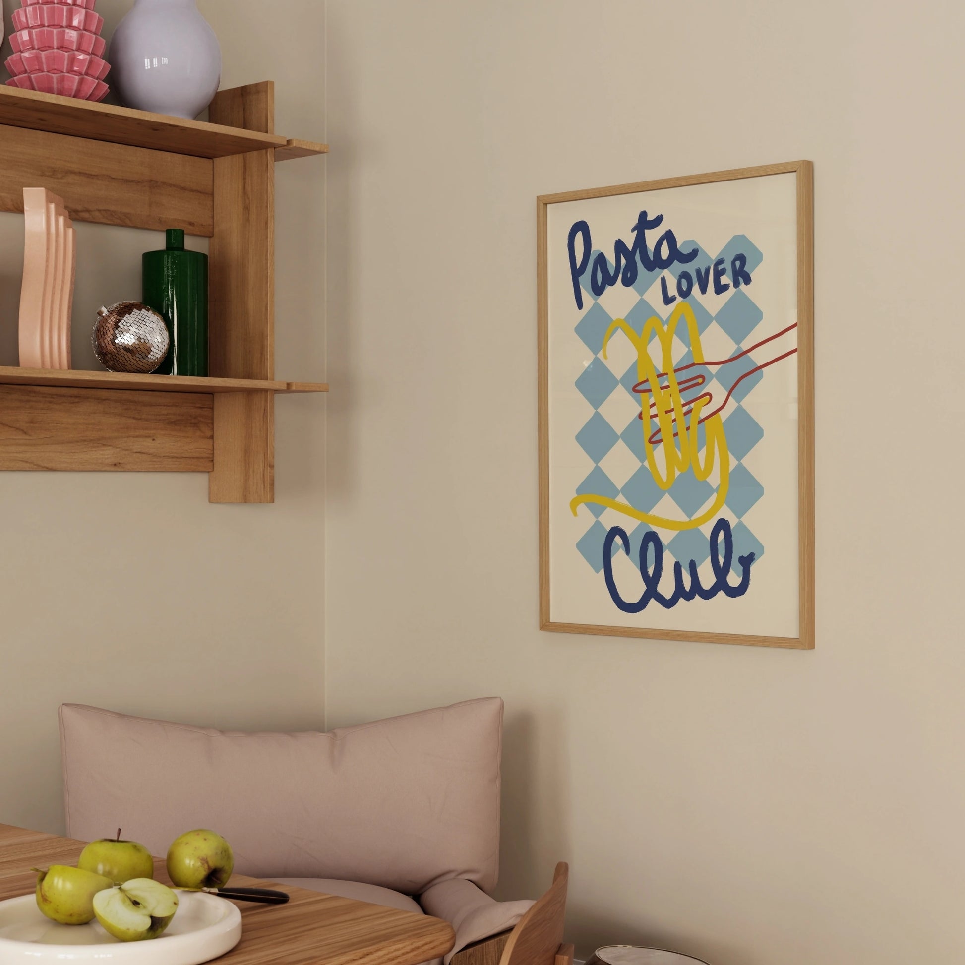 Decorazione murale per la tavola da pranzo italiana – Stampa di pasta, vino e cucina