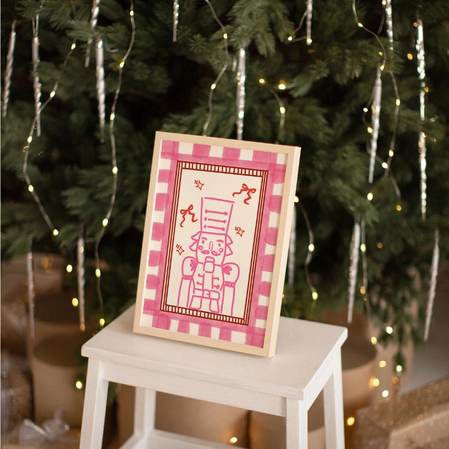 Pink Nutcracker Art – Bold Striped Border