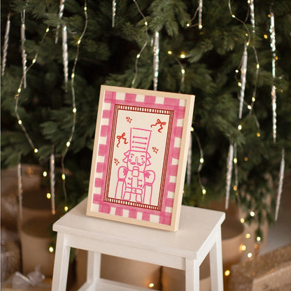 Pink Nutcracker Art – Bold Striped Border