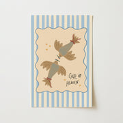 Child of Heaven Blue Stripes and Doves - Nursery & Kids Wall Art