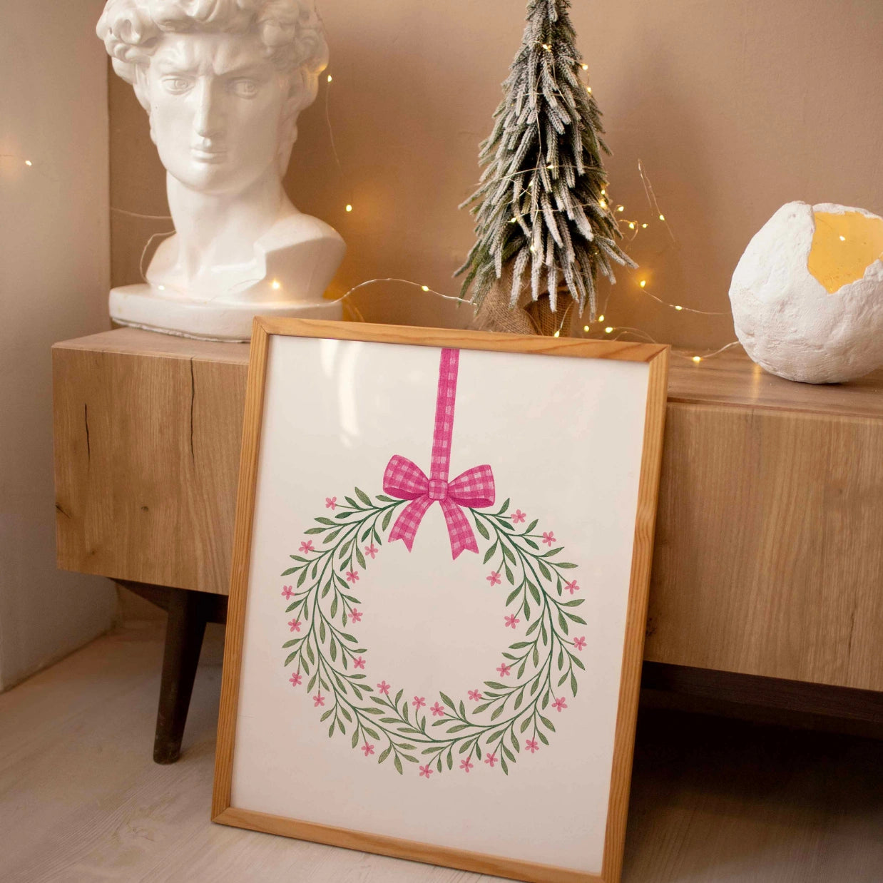 Pink Wreath Xmas Art
