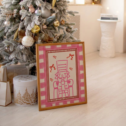 Pink Nutcracker Art – Bold Striped Border