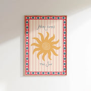 Pink Striped Sunshine Artwork – Coastal Wall Art