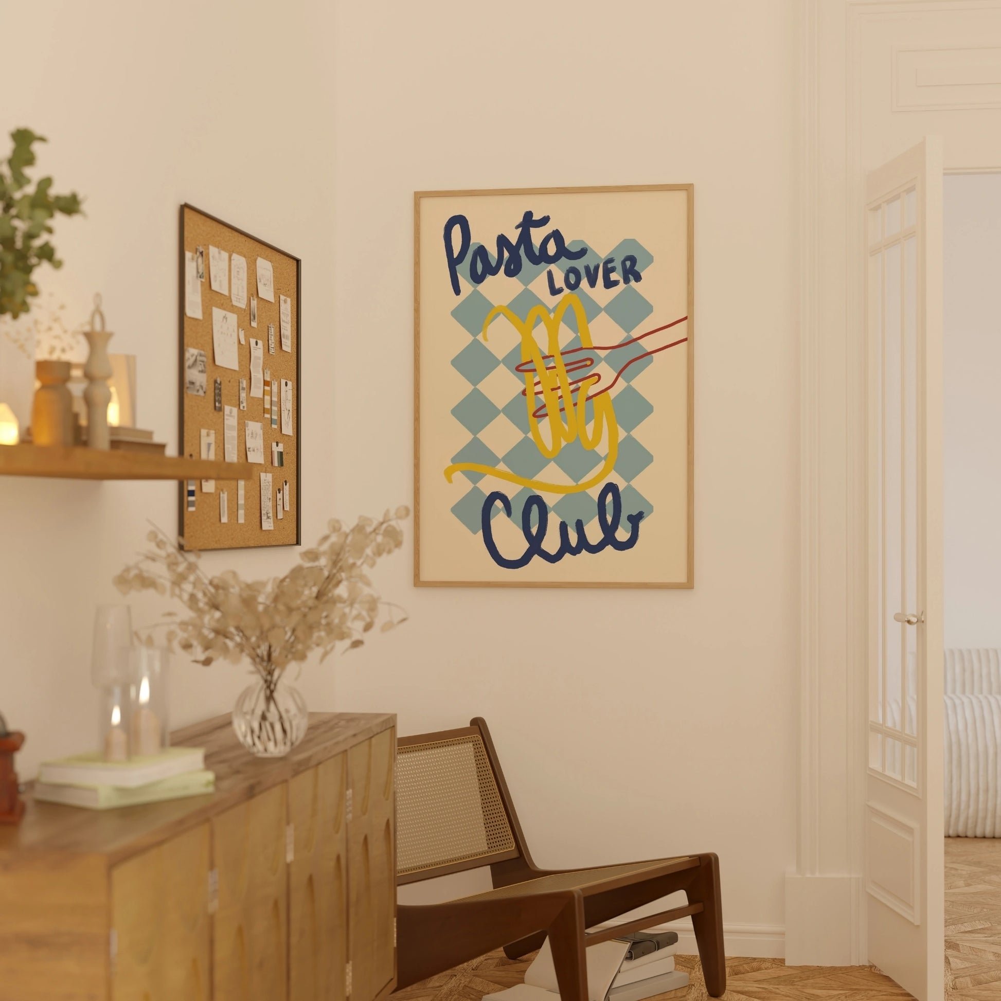 Decorazione murale per la tavola da pranzo italiana – Stampa di pasta, vino e cucina