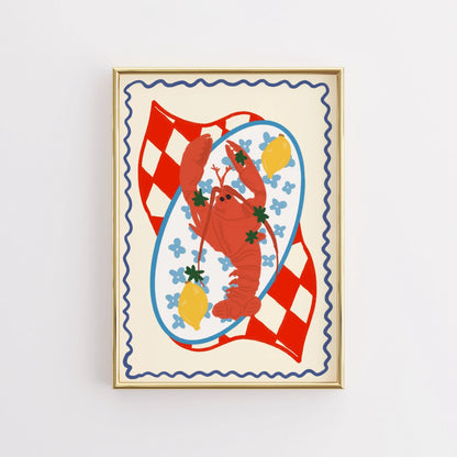 Lobster Wall Art - Retro Seafood Poster