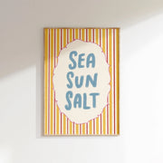 Sea, Sun, Salt Yellow Stripes - Coastal Wall Art