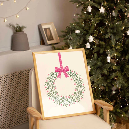 Pink Wreath Xmas Art