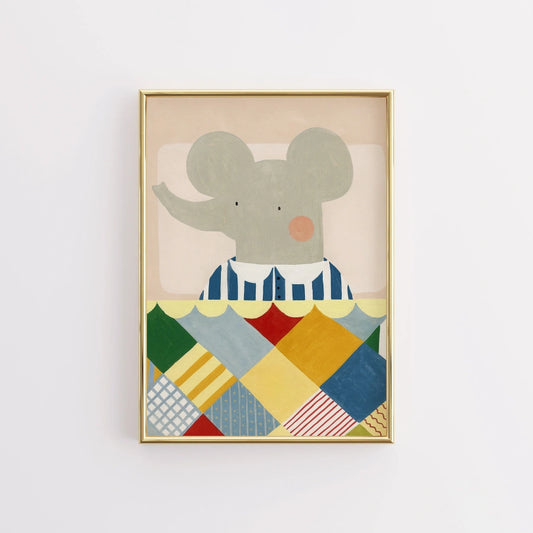 Elephant Nursery Print - Cute Baby Animal Wall Art for Kids