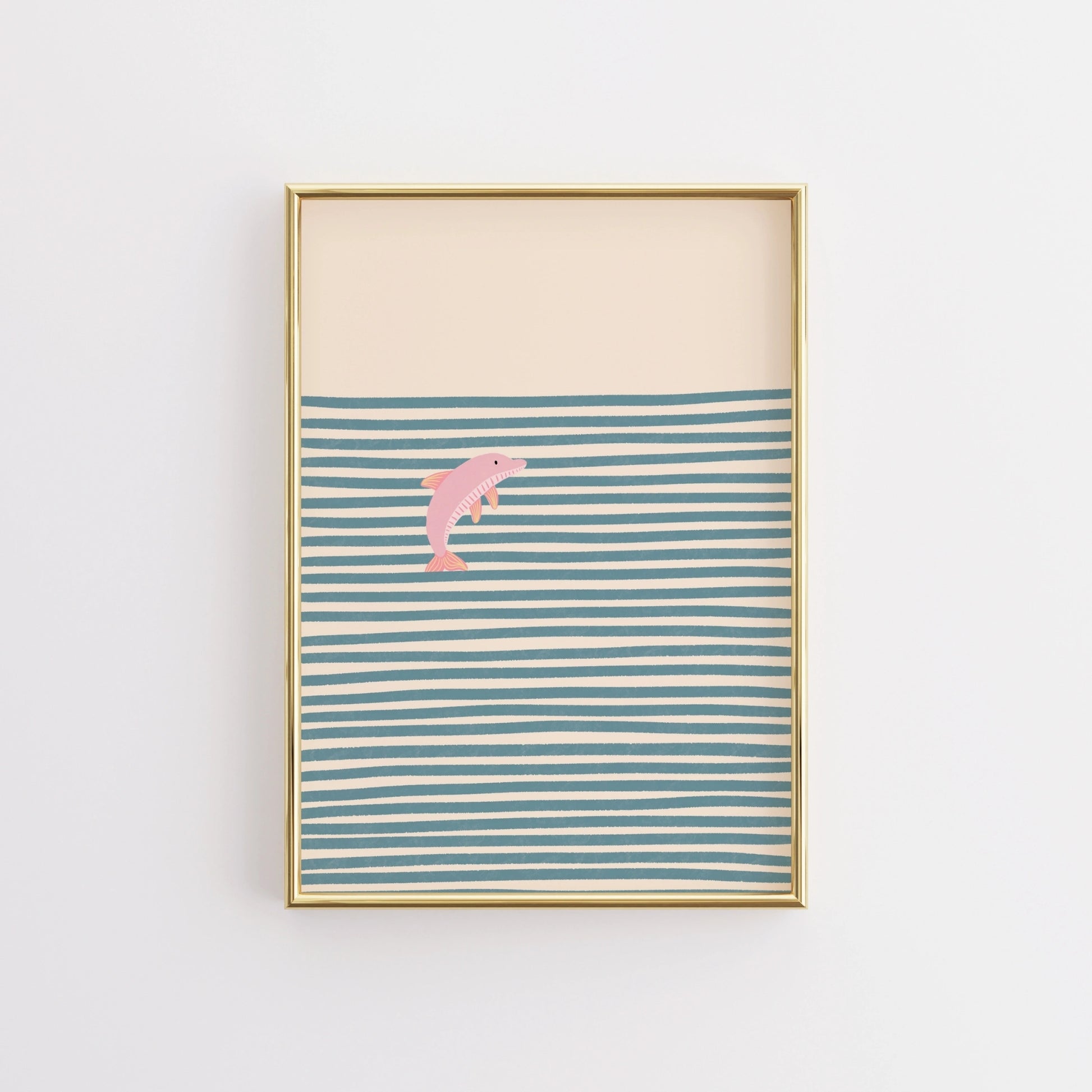Arte murale minimal con delfino