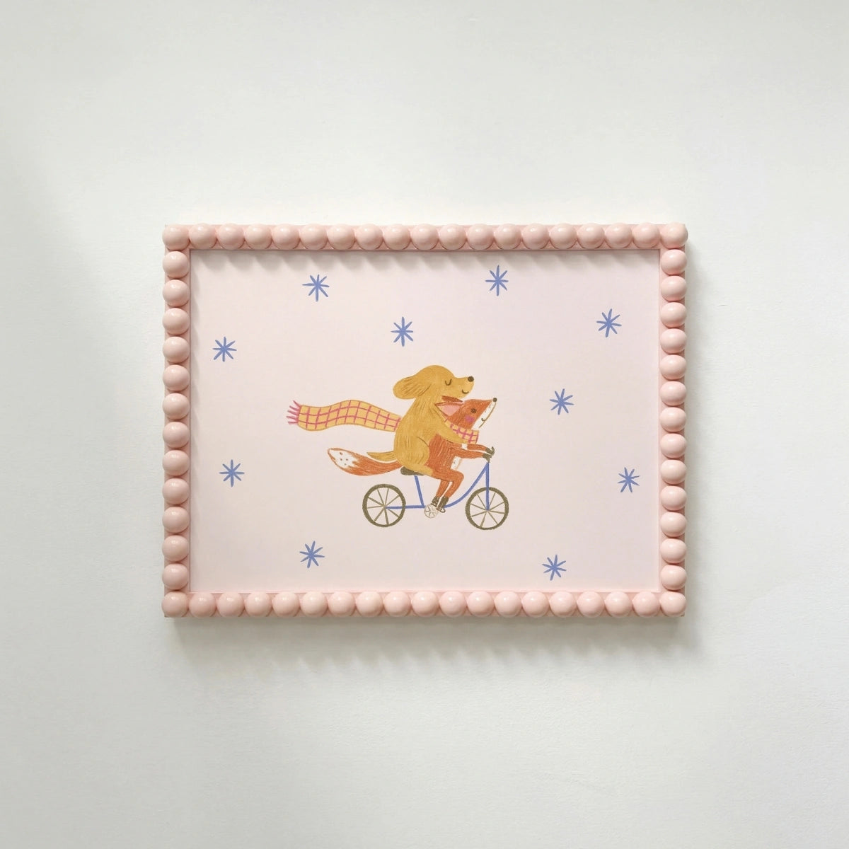 Dog and Fox Nursery Print - Cute Animal Friends Wall Art, Colorful Kids Decor