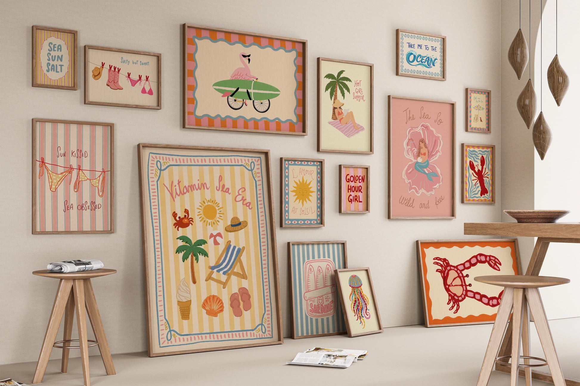 Ensemble de 20 imprimés tendance faits main pour l'été