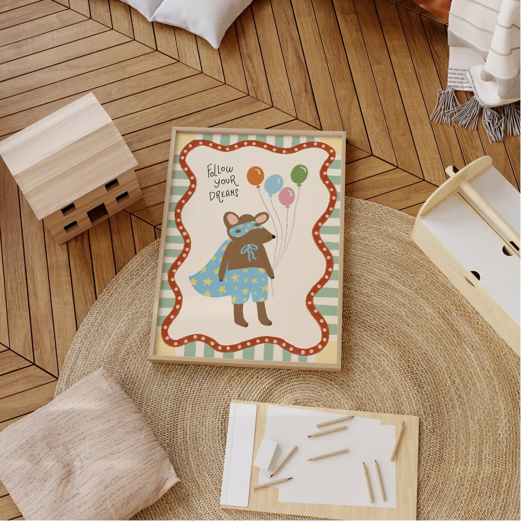 Follow Your Dreams Nursery Wall Art, Colorful Kids Decor