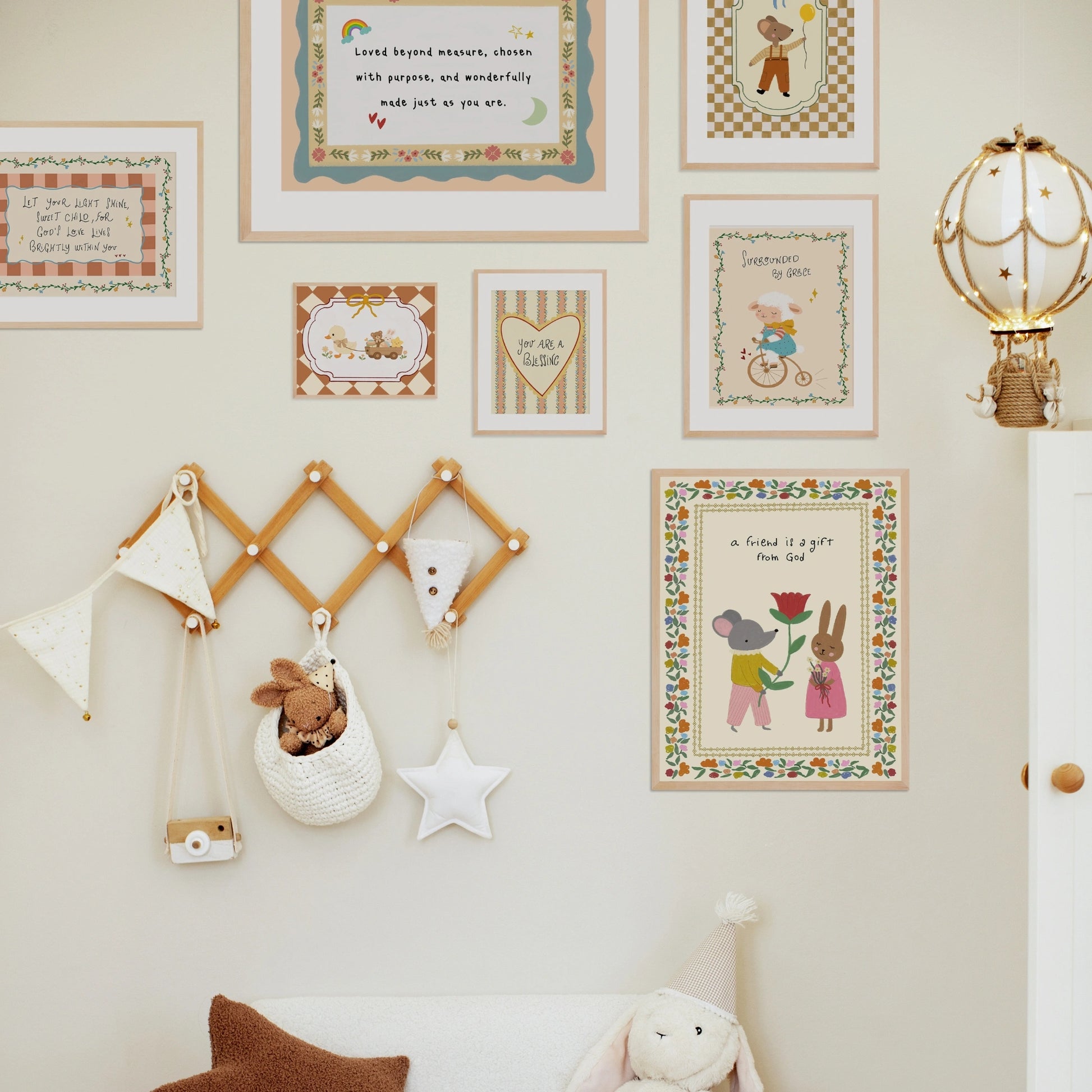 Ensemble de 16 affiches chrétiennes artisanales pour chambre d'enfant