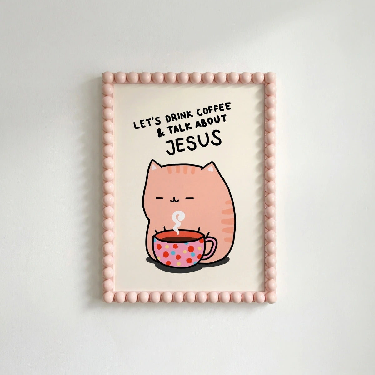 Coffee and Jesus Print – Christian Cat Wall Art, Christian Wall Decor