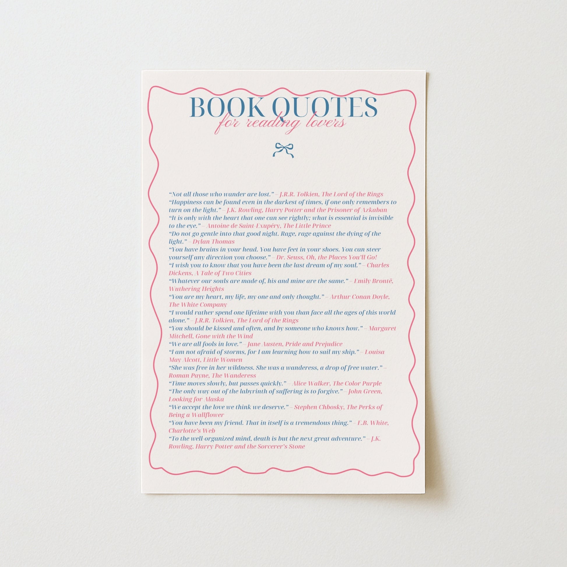 Quotes & Books Print – Literary Wall Art for Readers