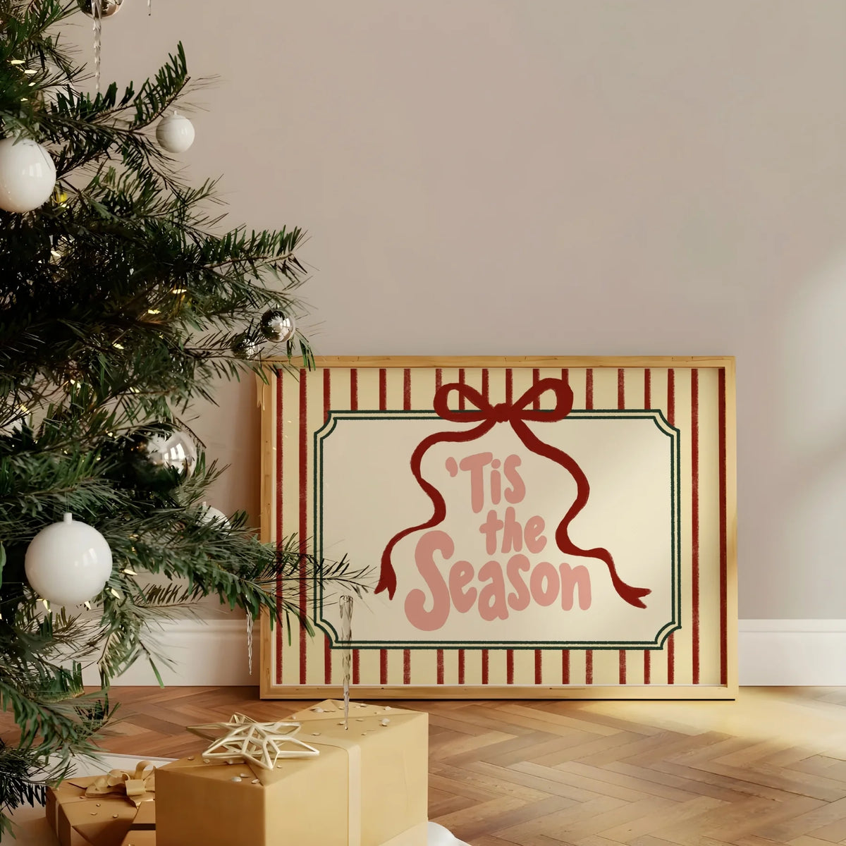 Tis the Season with Red Bow – Póster de Navidad