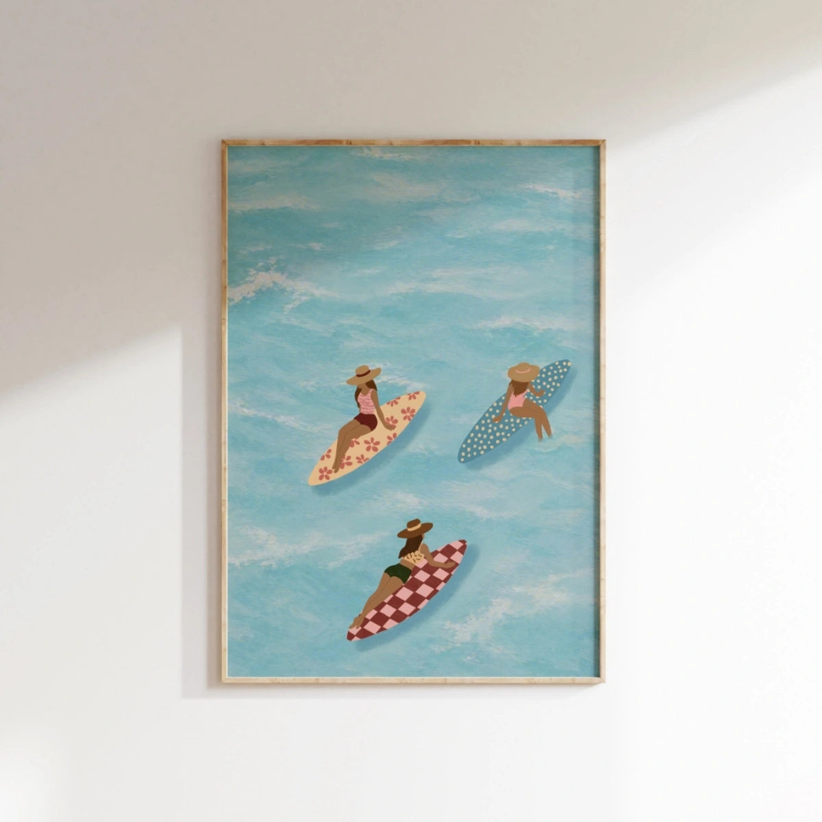 Ocean Surfers Poster, Coastal Wall Decor