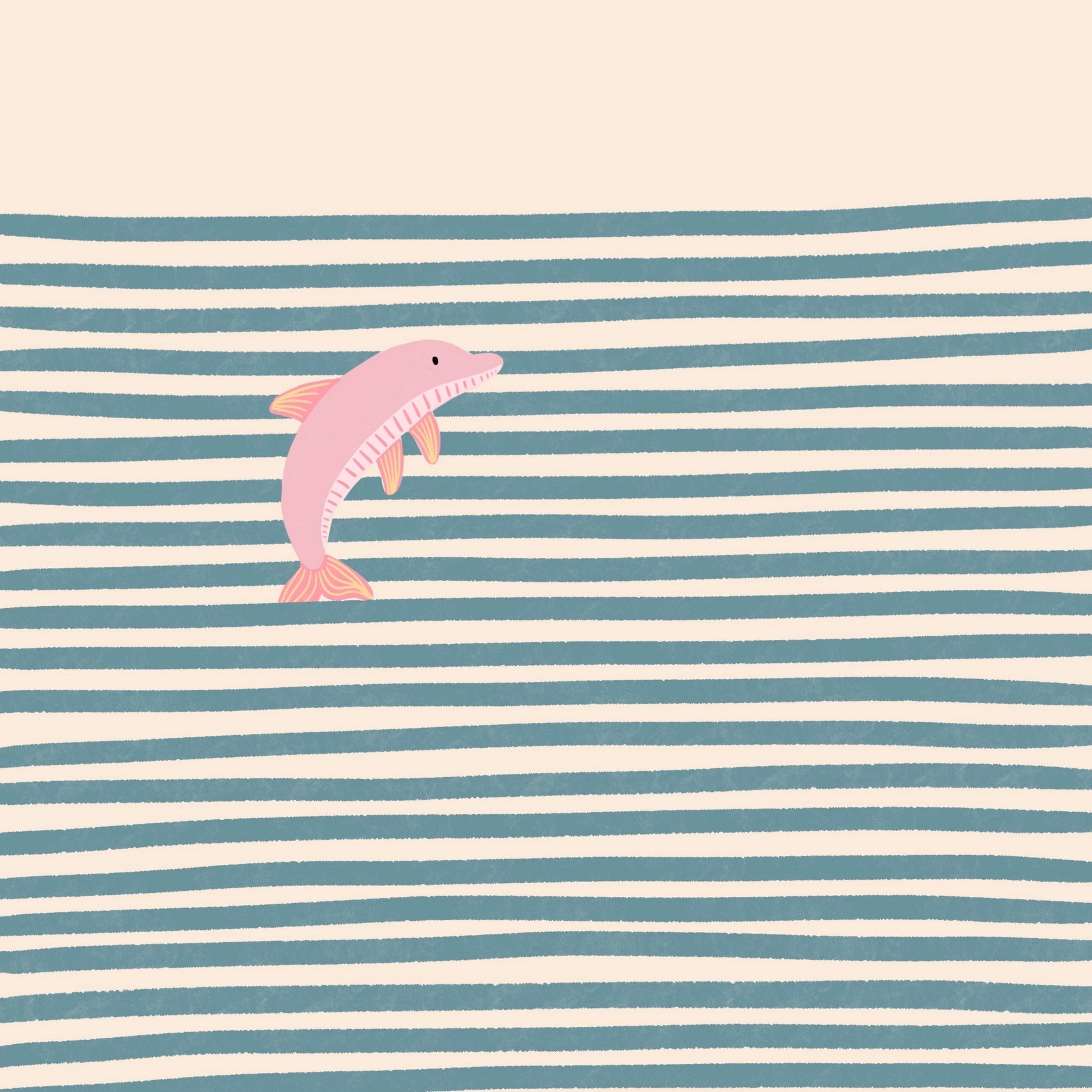 Arte murale minimal con delfino